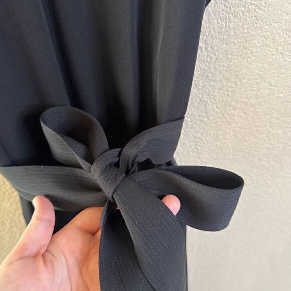 AYR Black Niche Silk Maxi Dress with Belt Size Medium Spaghetti Strap V-Neck - Picture 5 of 15